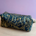 Load image into Gallery viewer, Boxy Pouch - Emerald + Gold Meadow
