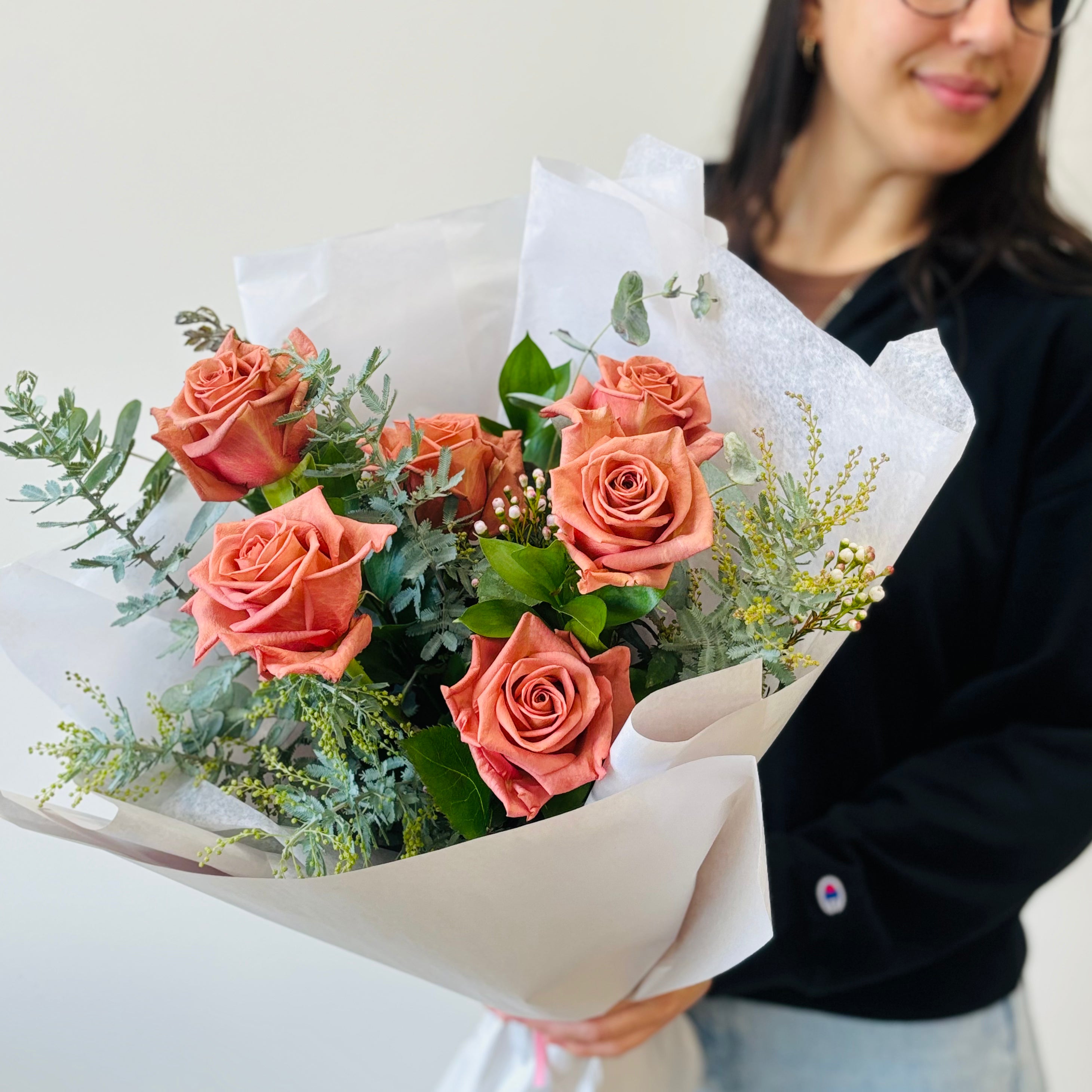 The Sweetheart Garden Rose Bouquet: Mauve